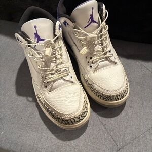 Air Jordan White and Purple Sneakers